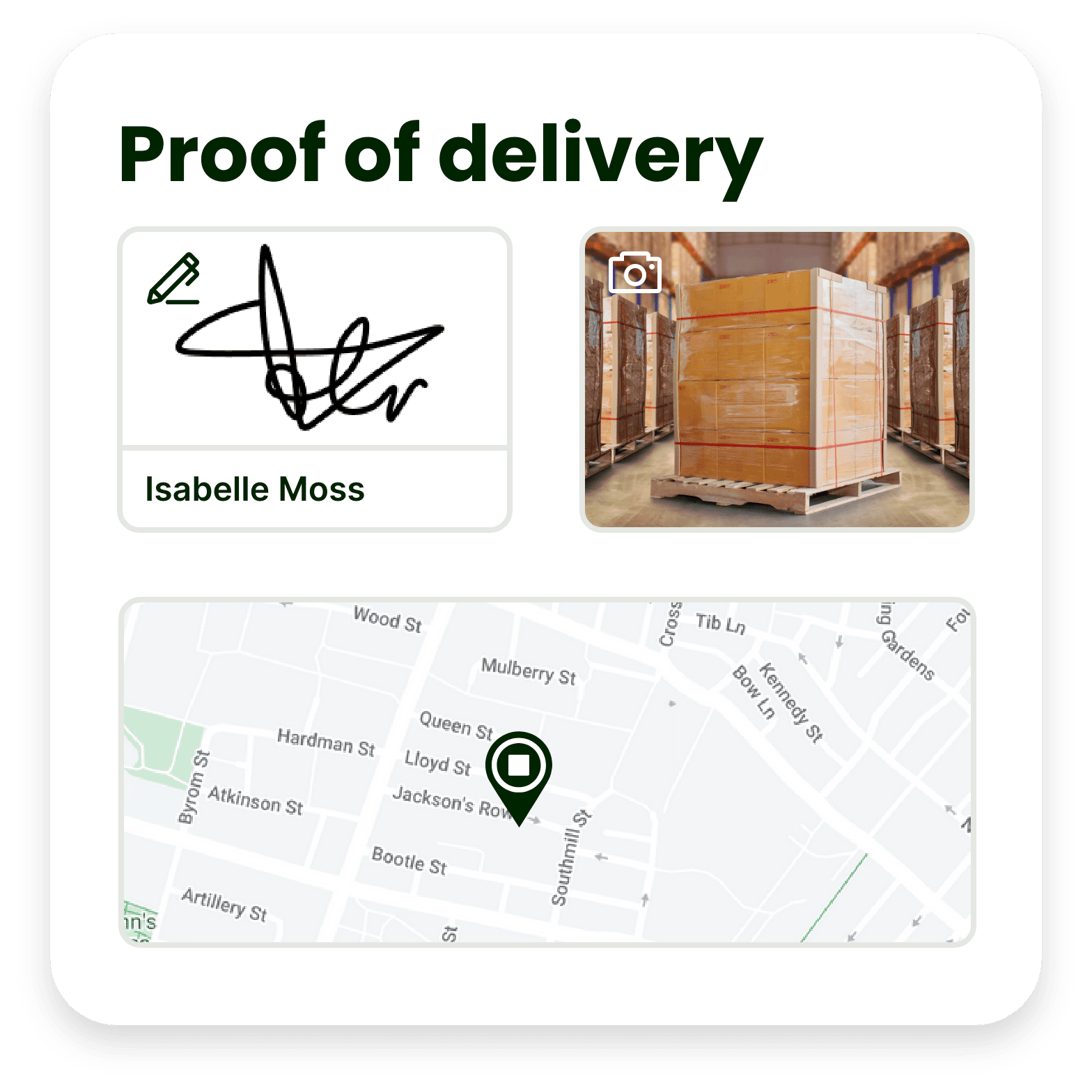 Instant electronic proof of delivery