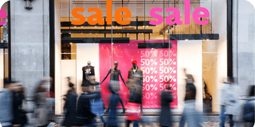 Retail stores with sale signs