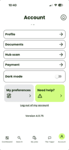 Log out and log back in > profile page